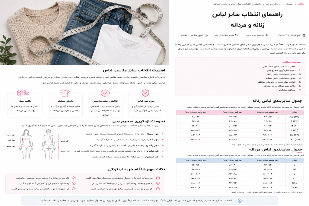 راهنمای انتخاب سایز لباس زنانه و مردانه